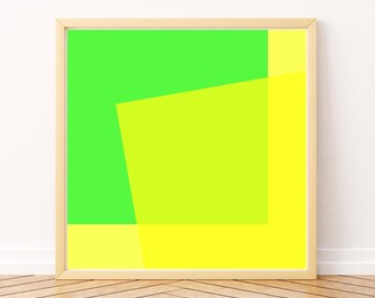 Abstract Poster. Bright Green and Yellow. Geometrical style