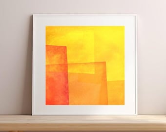 Yellow & Orange Geometric Art Print, Modern Abstract Home Decor (Digital Download)