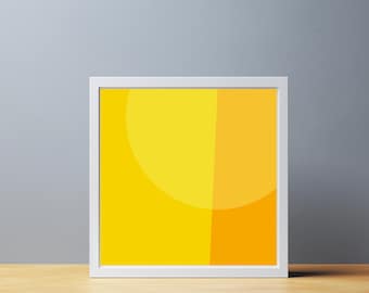 Abstract Geometrical Digital Poster Art, Minimalist Yellow Orange Wall Art, Modern Geometric Print, Vibrant Optimistic Decor