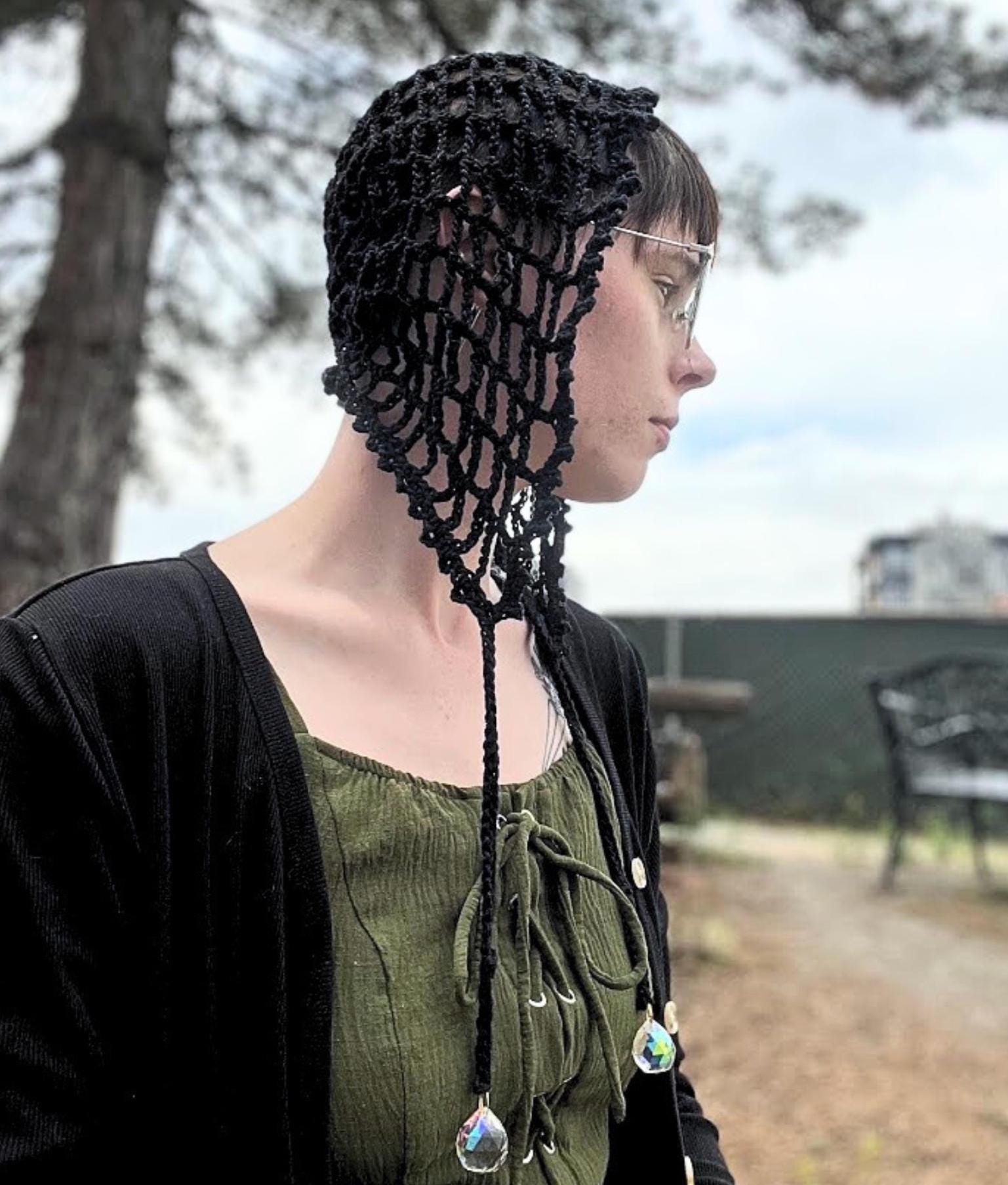 37 Spiderweb Crochet Patterns: 39 Ways to Make Webby Stitch Work for Halloween, Gothic... 3 Crochet Pattern: Spiderweb Lace Bonnet Hood romantic goth