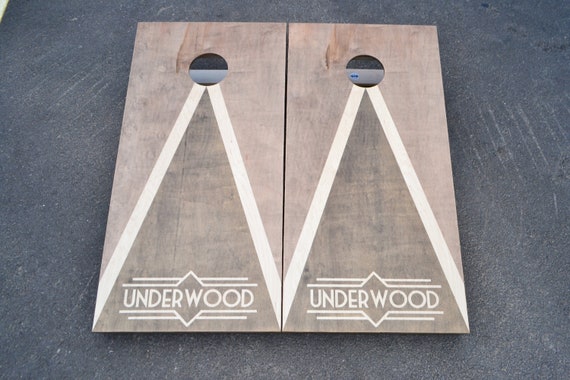 Wedding Initial Custom Stained Cornhole Boards Set with BagsBaggoLawn GamesCorn TossWeddingNon PaintedPersonalizedLogocorn hole