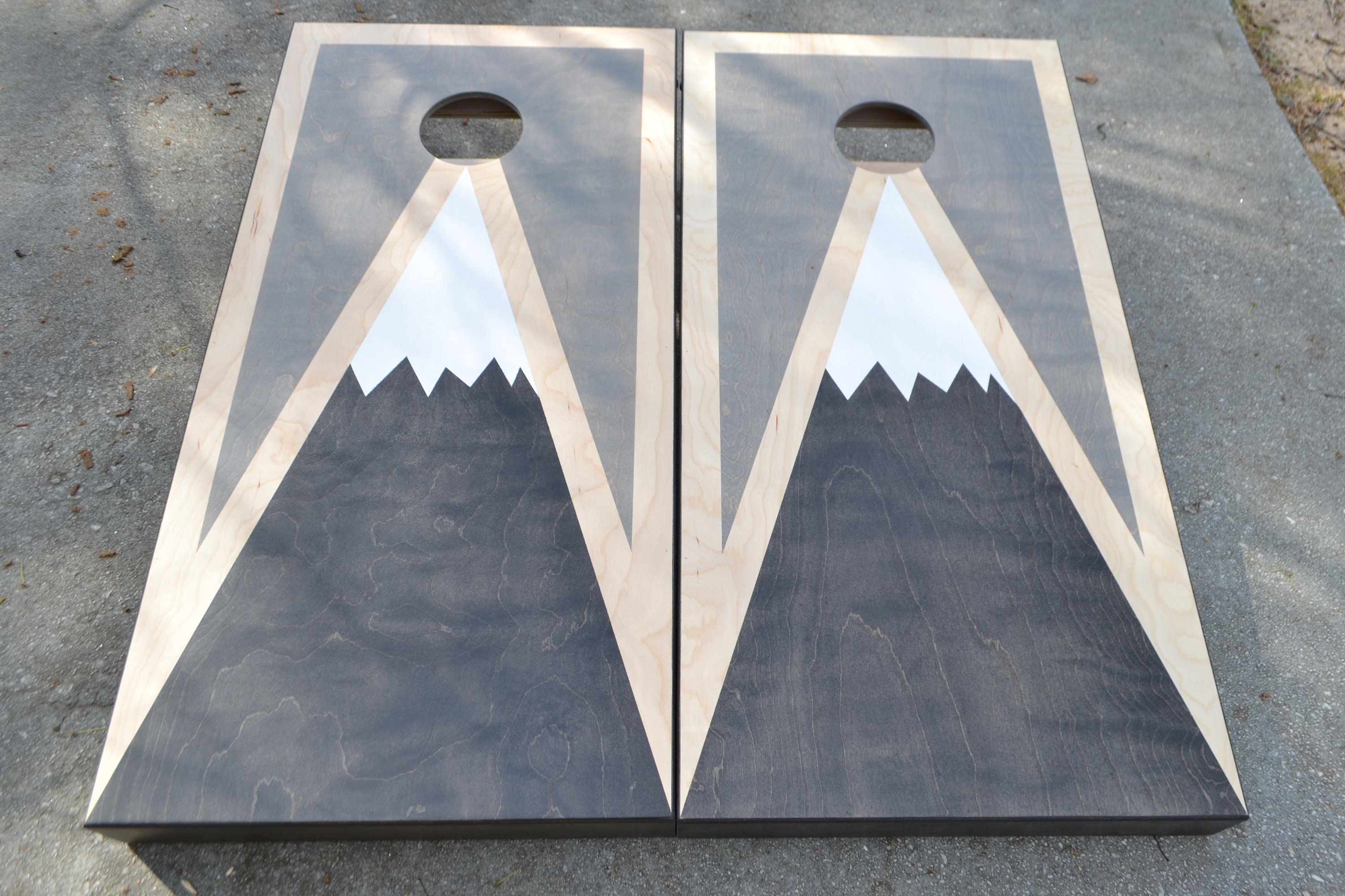 Mountain Full Size Stained Corn hole Boards with bags / Baggo Etsy