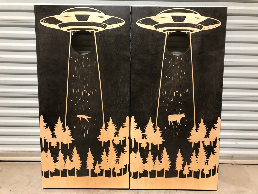 Custom Cornhole Boards Alien Invasion UFO Stained Set / Space Etsy