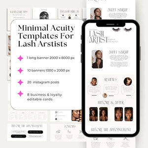 Plantilla de programación Acuity para Lash Tech, plantilla de sitio de reservas Acuity, sitio de reservas de pestañas editable, plantilla de sitio de reservas de lujo de Canva para hacer tú mismo