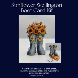 kit de cartes en forme de tournesol | kit de fabrication de cartes | en forme de botte wellington | kit de fabrication de cartes | carte DIY | kits de bricolage