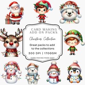Collezione di personaggi natalizi abbellimenti / Kit per la creazione di biglietti di Natale / effimeri natalizi / Kit per la creazione di biglietti / Fai da te per biglietti / Kit per scrapbooking
