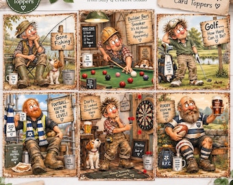 Funny Men at Play Card Toppers | Set of 6 Pre-Cut Male Sports | Craft Toppers | card embellishments