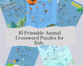 Kruiswoordpuzzels dieren voor kinderen: 10 afdrukbare afbeeldingstips (5-10 jaar)