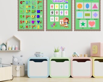 Educatieve muurkunstafdrukken: klaslokaal en thuisonderwijs (digitale download)