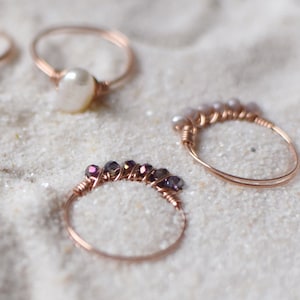 Rose Gold Ring with Crystals - 14K Gold Filled - Delicate Stacking Ring - Bridesmaids Gifts - Minimalist Jewelry - Wedding Jewelry