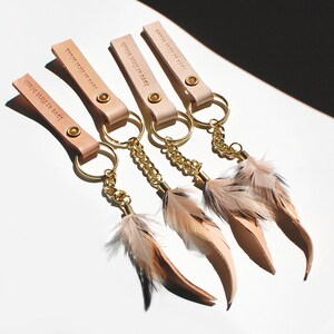 Feather Leather Key Chain - Etsy