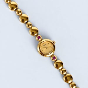 Vintage Seiko Rubies Cocktail Watch Gold Pearls
