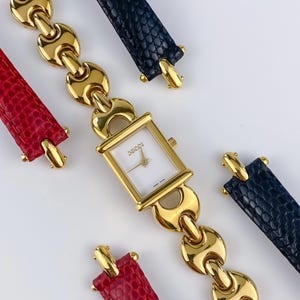 Gucci Vintage Gold Watch Interchangeable Bracelets Box Set