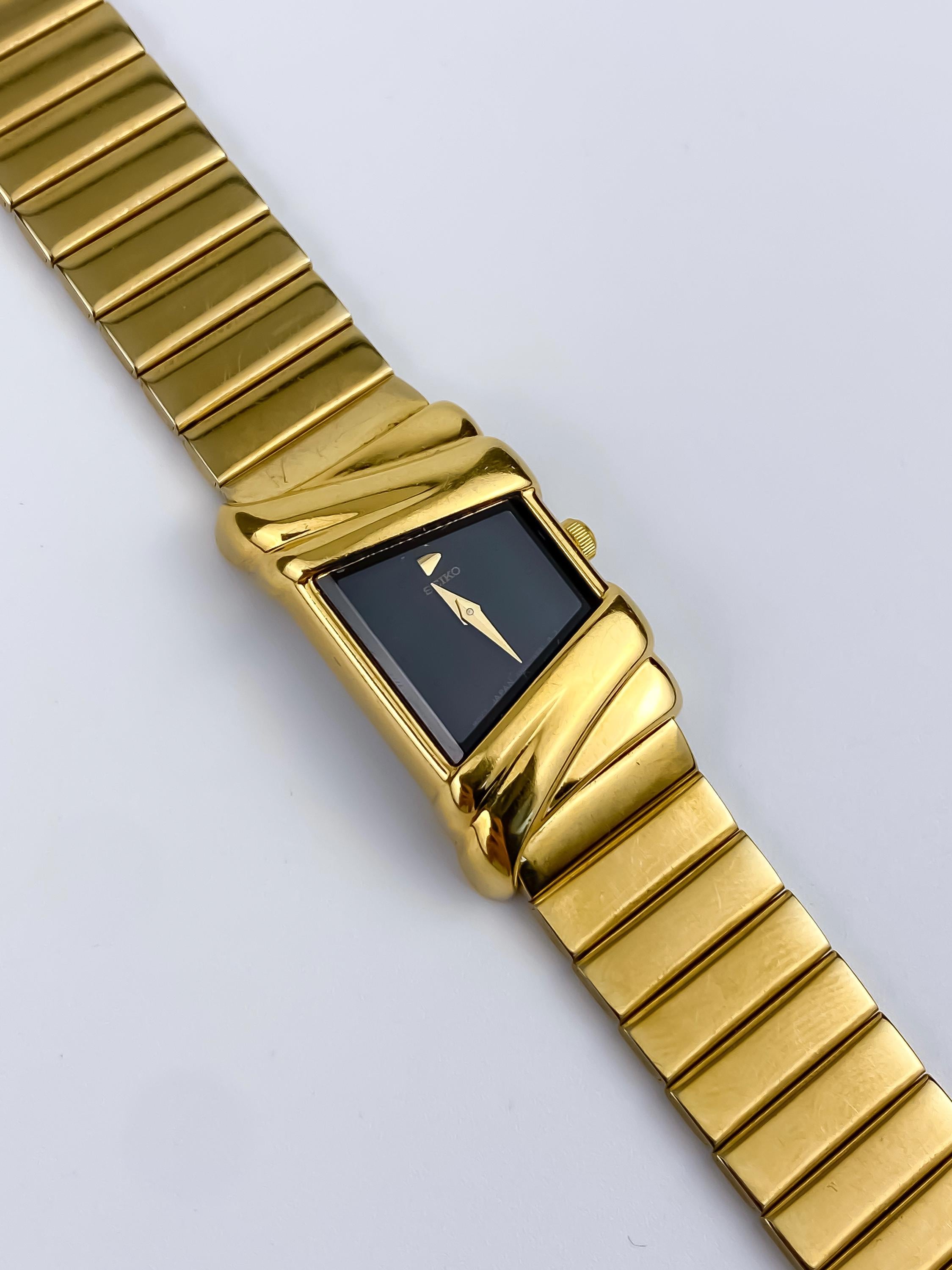 AUTHENTIC RARE VINTAGE SEIKO ASYMMETRICAL GOLD WATCH Vintage Rare 1993 Asymmetrical Gold-Tone Seiko Quartz Watch  main image 3