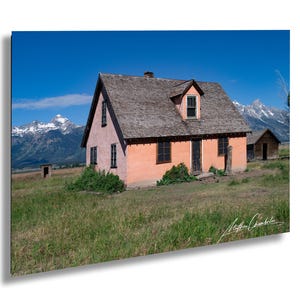 Grand Teton National Park Jackson Wy, Wandkunst. TA Molten Pink Stuck Haus, Mormon Row, Grand Tetons Wandkunst. Druck,Leinwand,Metal