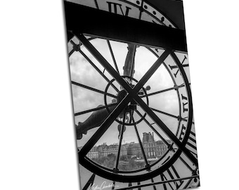 Paris Photography, Musee D'Orsay Clock, Black and White Print