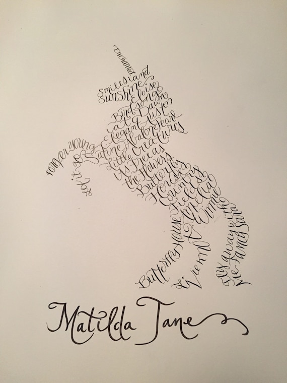 Unicorn in Word Art | Etsy