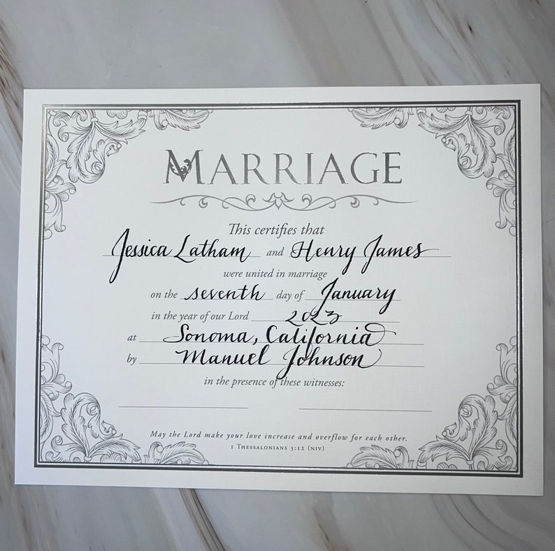 Personalized Wedding Certificate Keepsake Etsy