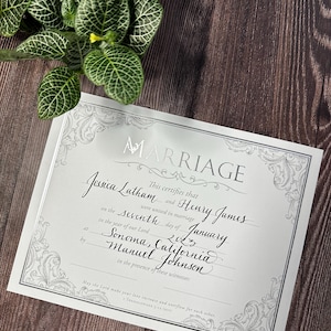Personalized Wedding Certificate Keepsake