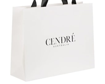 50 personalisierte Papiereinkaufstaschen mit Bandgriffen - umweltfreundliche Boutique-Verpackung