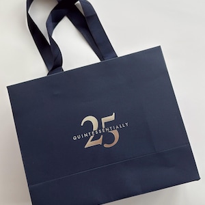 50-Piece Set of Customized Deluxe Paper Bags with Ribbon Handles – Sustainable Boutique Gift Packaging