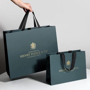 50 sacs en papier personnalisés de luxe avec poignées en ruban - Emballage boutique personnalisé respectueux de l'environnement