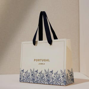 50 sacs en papier personnalisés de luxe avec poignées en ruban - Emballage boutique personnalisé respectueux de l'environnement
