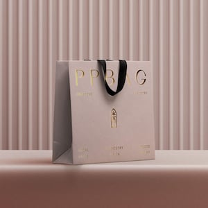 50 Personalized Premium Paper Bags with Ribbon Handles – Eco-Friendly Custom Packaging for Retail Stores