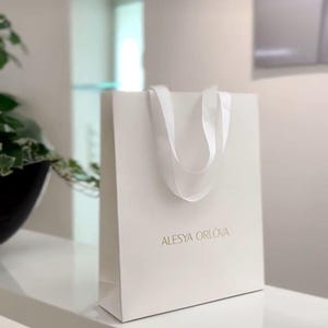 50 buste di carta di alta qualità personalizzabili con manici in nastro di raso – Imballaggi sostenibili per boutique