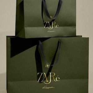 50 bolsas de papel personalizadas de lujo con asas de cinta: embalaje boutique ecológico personalizado