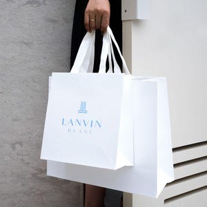 50 sacs en papier personnalisés de luxe avec poignées en ruban - Emballage boutique personnalisé respectueux de l'environnement
