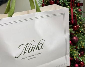 50 bolsas de papel personalizadas con asas de cinta – Embalaje personalizado para venta al por menor