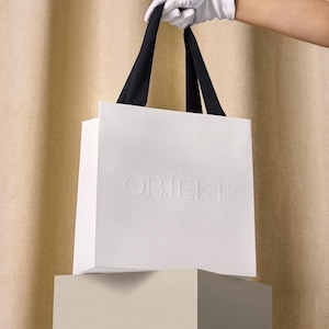 50 Customizable High-End Paper Bags with Satin Ribbon Handles – Sustainable Packaging for Boutiques