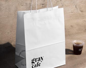 1000 pcs Custom Printed Paper Bags with Twisted Handle Branded EcoFriendly Bags Wholesale Low quantity for small shops White or Brown Kraft