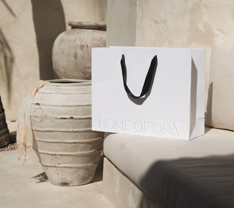 Wholesale 50 Custom Paper Shopping Bags with Ribbon Handles – Luxury Eco-Friendly Packaging for Boutiques
