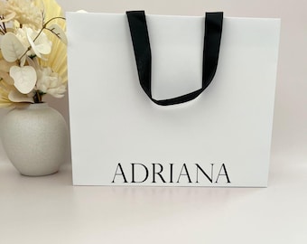50 bolsas de papel personalizadas con asas de cinta – Embalaje ecológico para comercios