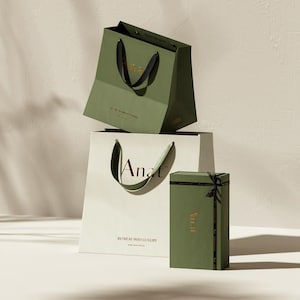 50 buste di carta di alta qualità personalizzabili con manici in nastro di raso – Imballaggi sostenibili per boutique