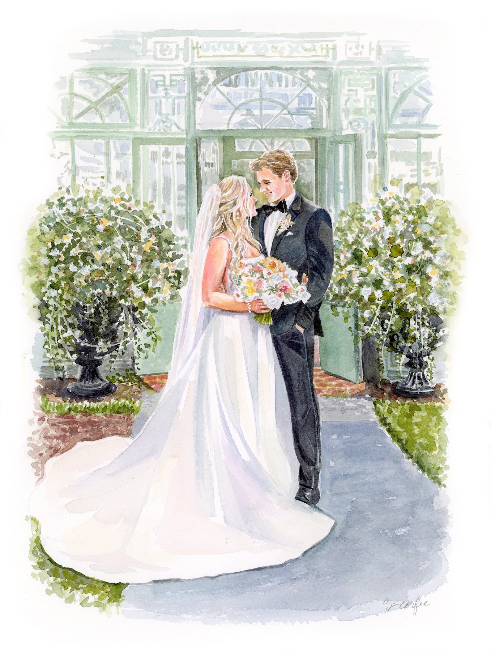 Watercolor Wedding Portrait- Custom