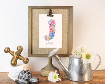 Blooming Alphabet - PERSONALIZED Floral Initial Print, Flower Letters, Floral Monogram, Flower Monogram, Nursery ARt, name art