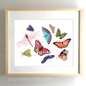 Schmetterling Scatter No. 2 - DRUCK Aquarell, Papierdruck, bunter Druck, fröhlicher Druck, Motte, Schmetterling, Flügel