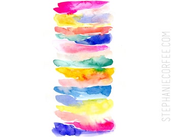 Watercolor Swoosh Rainbow - PRINT colorful print, cheerful print, rainbow print, watercolor, bright, playroom art