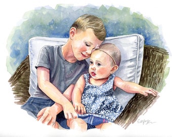 Watercolor Portrait - people, families, siblings, individuals