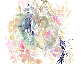 Wild Spring Bundle - DRUCK Aquarellmalerei, Papierdruck, bunter Druck, fröhlicher Druck, abstrakte Blumenstimmung