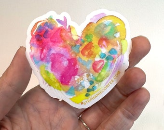 Messy Heart | Yellow - Vinyl Sticker, decorative sticker, water bottle sticker, art sticker, decal, art sticker, watercolor sticker
