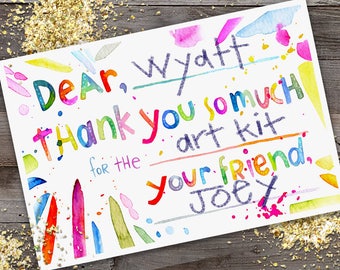 Fill-In Watercolor Thank You Cards - kids cards, Thank you cards, thank you notes, stationery