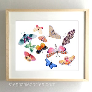 Schmetterling Scatter No. 1 - DRUCK Aquarell, Papierdruck, bunter Druck, fröhlicher Druck, Motte, Schmetterling, Flügel