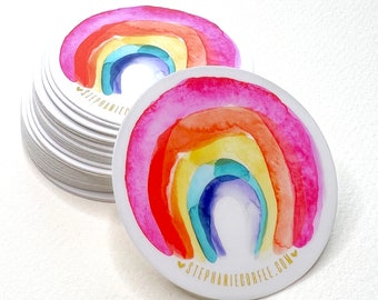 Rainbow Circle - Vinyl Sticker, decorative sticker, water bottle sticker, art sticker, decal, art sticker, watercolor sticker