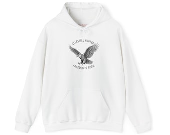 Celestial Hunter | Freedom's Soar Eagle Hoodie - Unisex Heavy Blend Graphic Sweatshirt