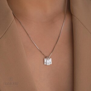 Personalized 3 Initials Necklace Engraved Letter Charm Valentines day Gift for Mum Minimalist Alphabet Necklace Custom Birthday Gift for Her