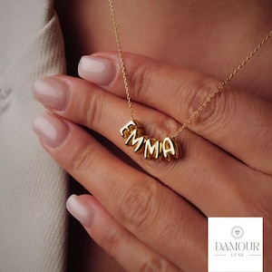 Moveable Bubble Letter Necklace - Customized Name Jewelry - Perfect Gift for Valentine's Day or Mother's Day